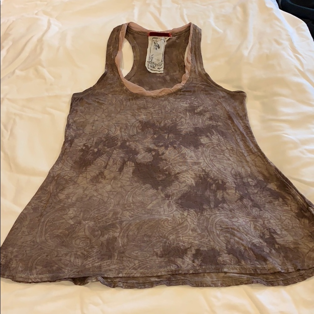 Brown and tan flowy racerback tank